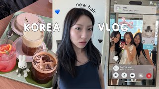 KOREA VLOG 🍓,, new hair, forcing a glow up, cafe hopping