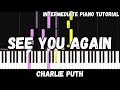 Charlie Puth See You Again Intermediate Piano Tutorial