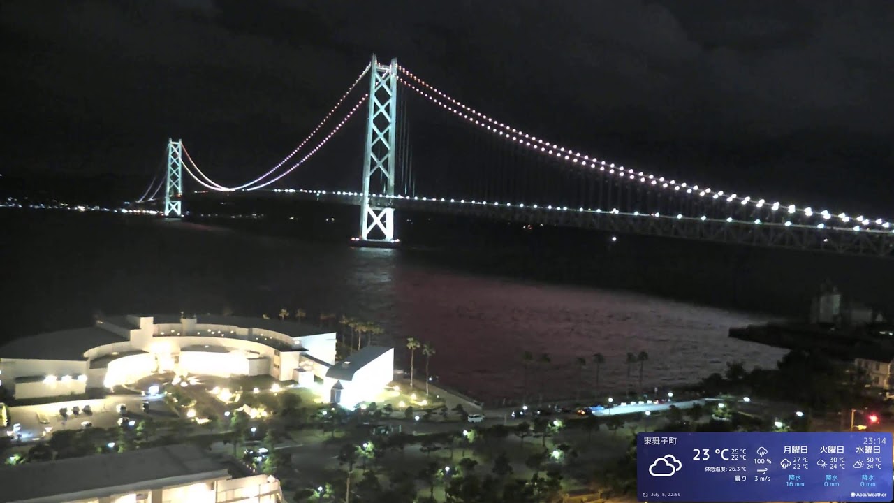 Live webcam view of Akashi Kaikyo Bridge from Maiko Villa