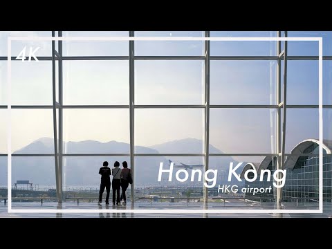 [4K] Hong Kong 🇭🇰 | Passeio a pé às 5h pelo Aeroporto Internacional de Hong Kong 🛫 Uma experiência única!