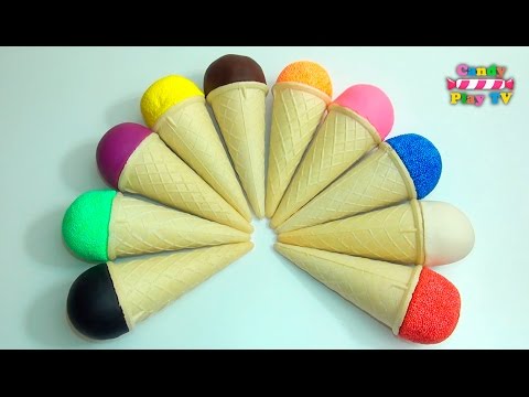 Play-Doh Ice Cream Cone | Learn Colours with Squishy Glitter Foam | Learn Colors With Glitter Putty Video
