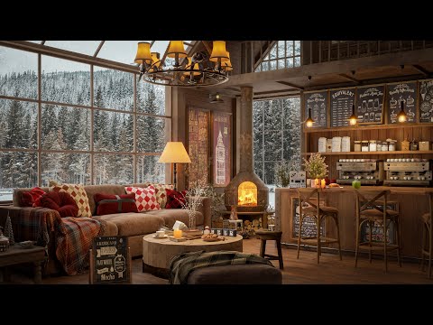 Snowy Day at Cozy Coffee Shop Ambience ☕ Jazz Instrumental Music for Studying, Working & Relaxing