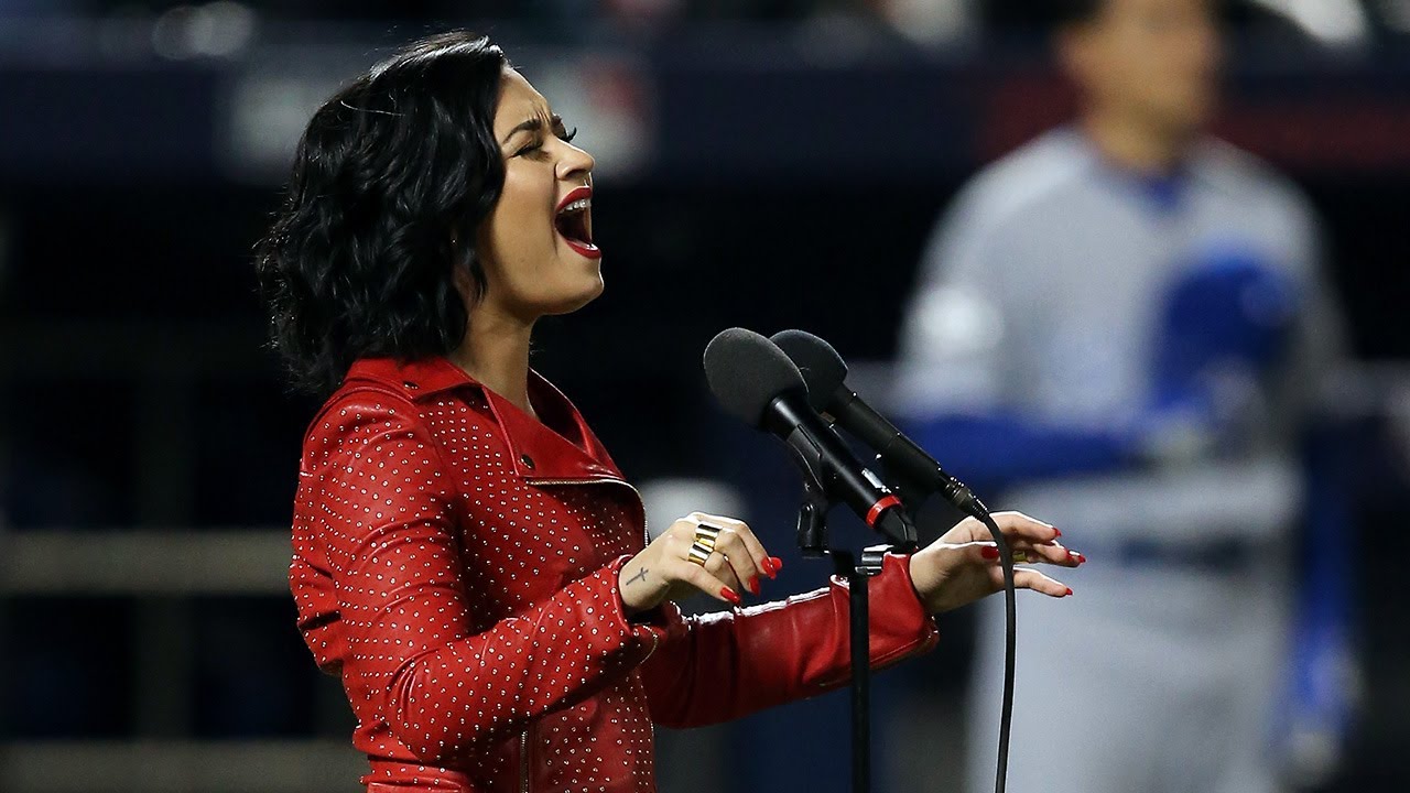 Demi Lovato sings the National Anthem before the World Series thumnail