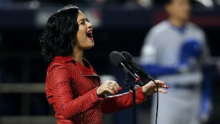 Demi Lovato sings the national anthem