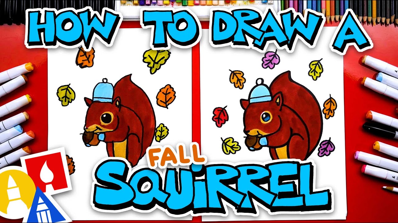 How To Draw A Cute Fall Squirrel Cartoon
