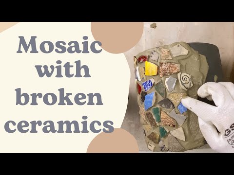 DIY mosaic flower pot with a broken ceramics Tutorial