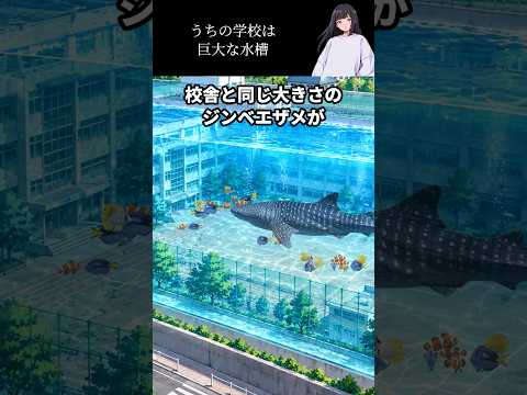 巨大な水槽の中にある学校