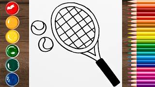 How to draw a TENNIS RACKET │ EASY drawing tutorial for beginners │ Step by step drawing