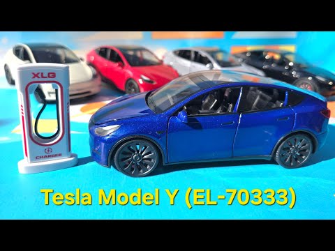 Машинка металл Tesla model Y электрокар красная Тесла 1:24 откр двери баг капот звук звук свет 19*6,5*8,5см (EL 70333) - фото 1 - id-p2652442575