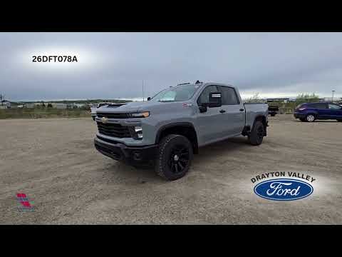 2024 Chevrolet Silverado 2500HD 4WD Crew Cab Standard Box Custom in Gray for sale at Drayton Valley Ford in Drayton Valley, AB