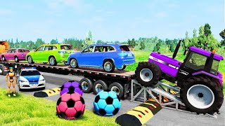 Flatbed Truck McQueen | Transportation with Truck - Pothole vs Car #130 | BeamNG.Drive Gameplay