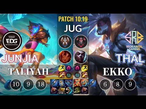 EDG JunJia Taliyah vs SRB Thal Ekko Jungle - KR Patch 10.19