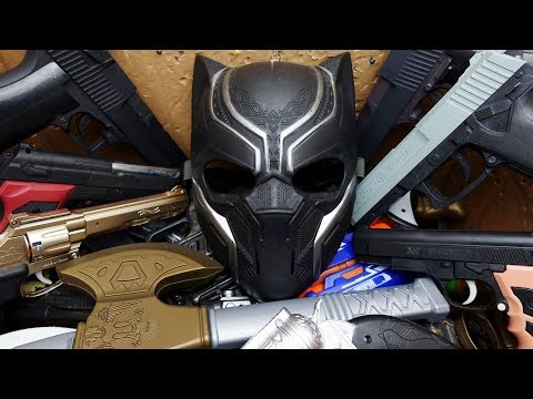 Box Full of Guns Toys! Realistic Rifles - Colorful Nerf Guns and Black Panther Toys