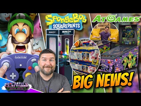 Arcade1Up Spongebob Claw Machine, AtGames TMNT Legends Pinball New Info & Luigis Mansion NSO!