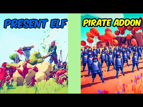 PRESENT ELF Team vs PIRATE ADDON Team - Totally Accurate Battle Simulator TABS