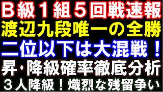 B級1組順位戦5回戦速報　渡辺明九段が唯一の全勝！2位以下は大混戦に　服部七段、藤本七段らもA級昇級戦い　残留争いも熾烈！56歳佐藤康九段生き残れるか