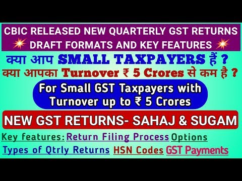 GST NEW QUARTERLY RETURNS- PROCESS,GST PAYMENT, KEY FEATURES |SMALL TAXPAYERS TURNOVER UPTO 5 CRORES