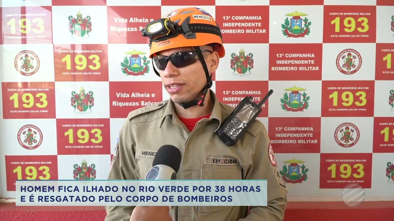 HOMEM FICA ILHADO NO RIO VERDE POR 38 HORAS E É RESGATADO PELO CORPO DE BOMBEIROS