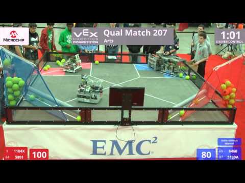 VEX Worlds 2016 - VRC High School - Arts - Qual 207 (1104X 5801) 294 vs 174 (6460 5139A)