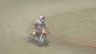 preview picture of video 'Ukiah Flat Track Motorcycle Racing - Vet Mini Qualifying - 8/11/2013'