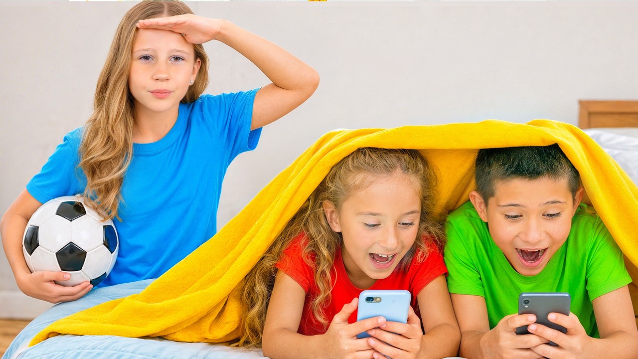 Nastya and Active Games with Friends VS Phone