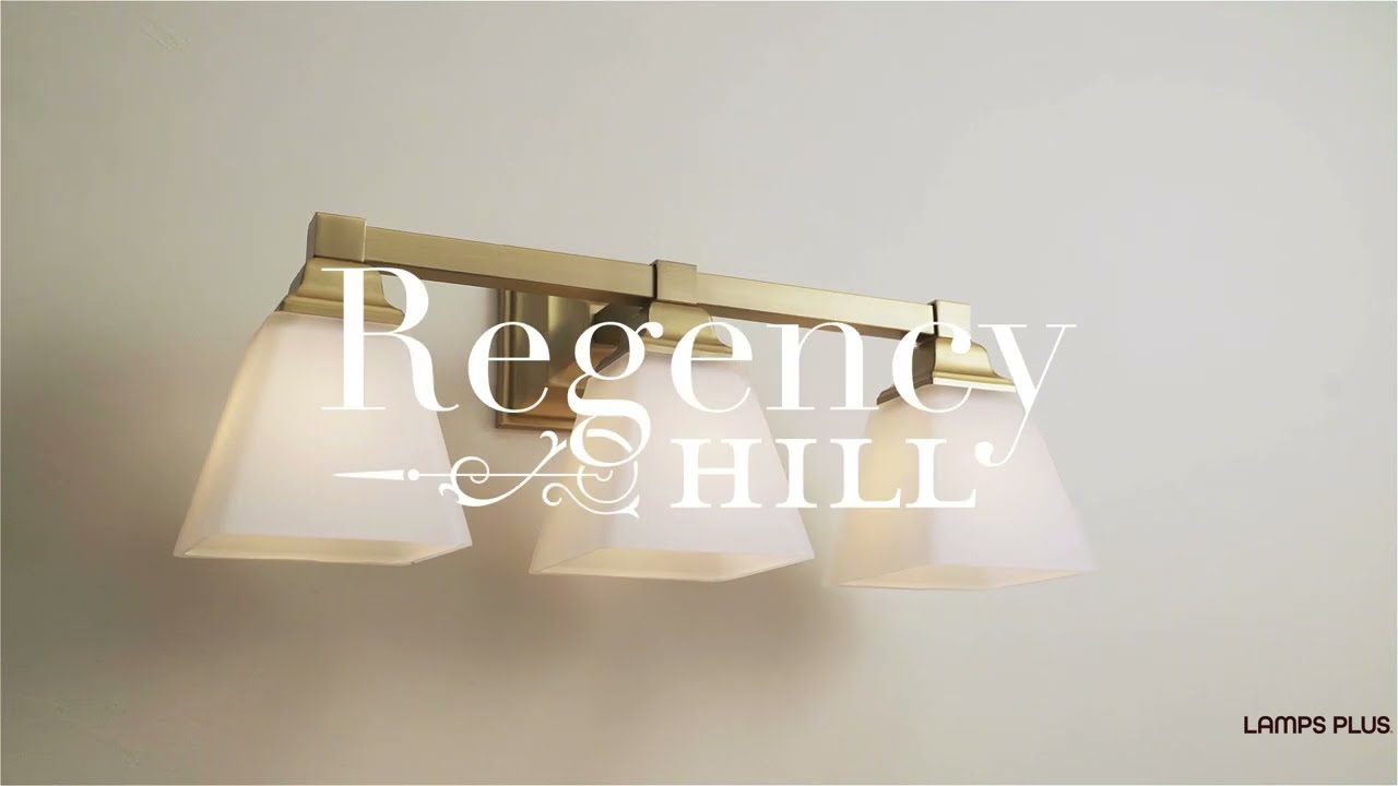 Video 1 Watch A Video About the Regency Hill Mencino 3 Light Warm Brass and Opal Glass Bath Light