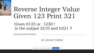 Download the video "JAVA Interview Question #11 Part 2 | Reverse Integer Value | Given 123 prints 321"