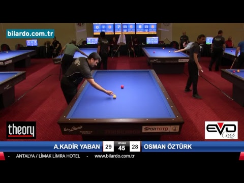 A.KADİR YABAN & OSMAN ÖZTÜRK Bilardo Maçı - 2018 ERKEKLER 1.ETAP-1. Ön Eleme