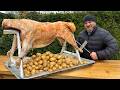 Oven Roasted Lamb With Crispy Golden Crust Mixed With Potatoes