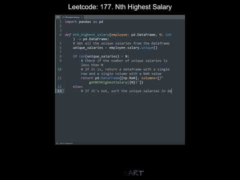 Leetcode 177 Nth Highest Salary In Python Python Leetcode Python Coding Tutorial Python Asmr