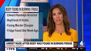 Arrest made after body found in burning refrigerator in Tennessee