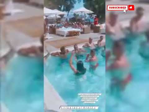 Holly Hagan parties with friends at Nikki Beach Ibiza after wedding