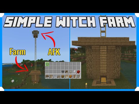 How To Build A Simple & Efficient Witch Farm [Minecraft Bedrock Edition]