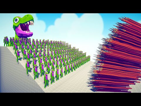 TYRANNOSAURUS REX ARMY + GIANT vs 4x EVERY GOD - Totally Accurate Battle Simulator TABS