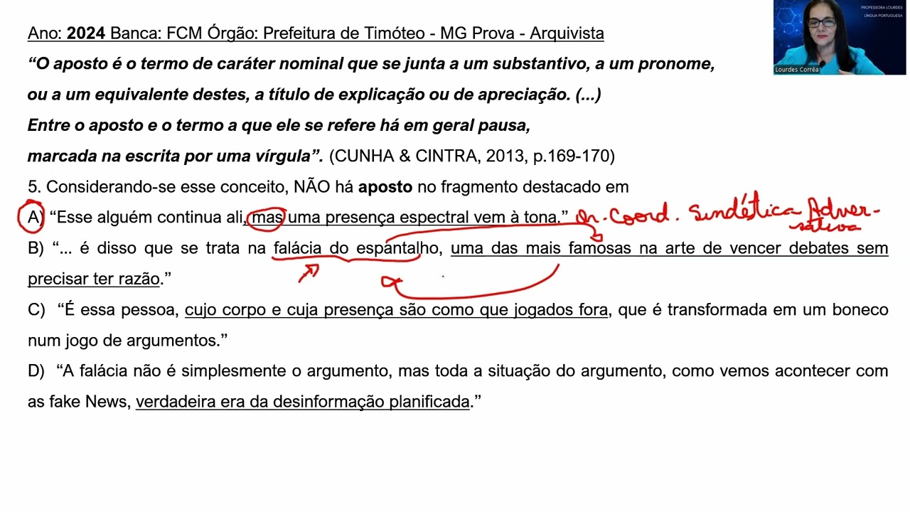 Questões sobre Termos Acessórios da Oração