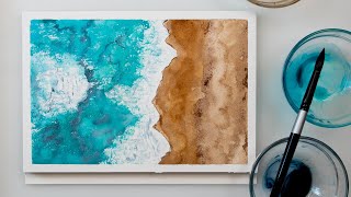 How to paint a SEA BEACH - painting SEAFOAM without masking fluid or white gouache
