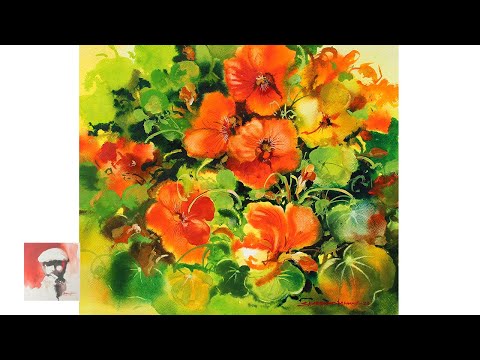 How to paint Flowers with Watercolor  | How To Paint Nasturtiums | Watercolour Painting Tutorial