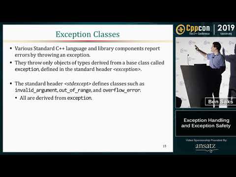 CppCon 2019: Ben Saks “Back to Basics: Exception Handling and Exception Safety”