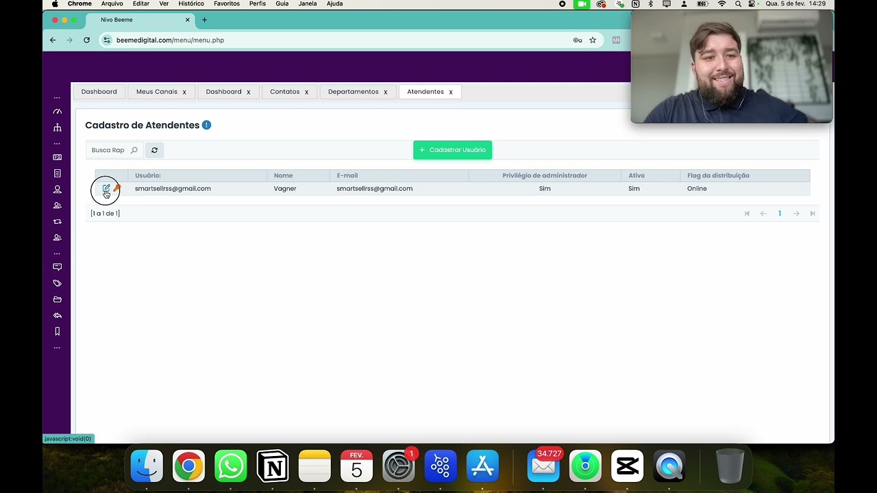 CRM INTEGRADO COM WHATSAPP - NIVO BEEME DIGITAL