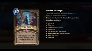 Hearthstone Rogue Card Secret Passage Nerfed!!