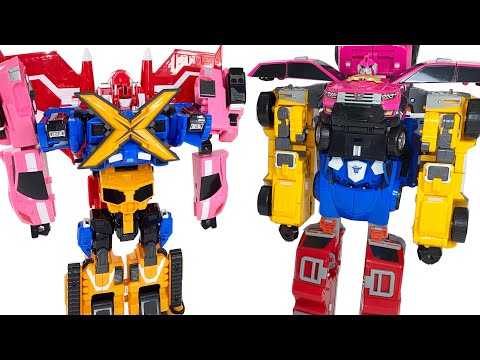 MiniForce 8 Car Robots Transforms into 2 Super Sized Robots