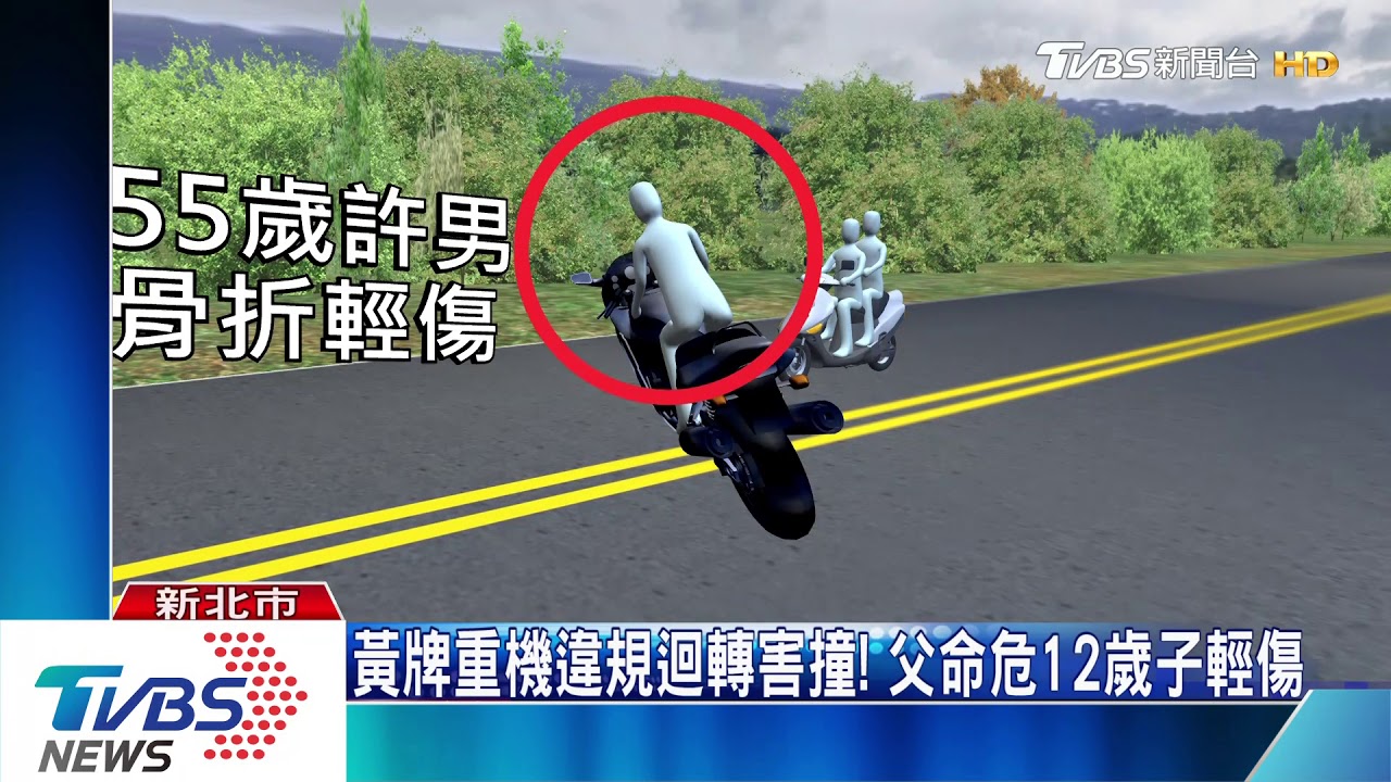 黃牌重機違規迴轉害撞! 父命危12歲子輕傷