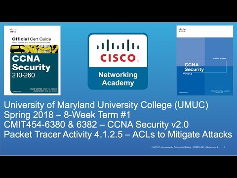 UMUC - CMIT 454 - CCNA Security - Spring 2018 - Protection/Infrastructure ACLs 4.1.2.5 - Week #3