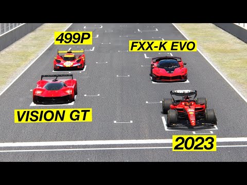 Ferrari F1 2023 vs All Fastest Ferrari Hypercars in 2023 - Spanish Grand Prix