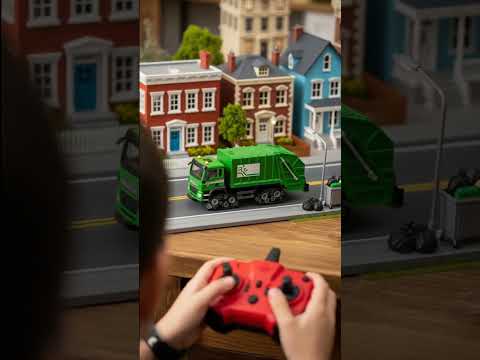 RC Garbage Truck Cleans Mini City Diorama | Kids POV Remote Control Toy #rctoys #kidsshorts #povrc