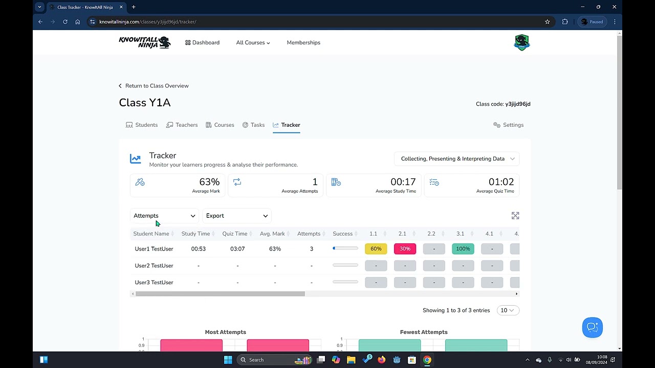 KnowItAll Ninja Teacher Interface Pt. 4 - Using the Student Tracker