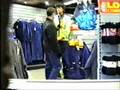 Prank on member of staff in safety clothing shop; he was told to check the mannequin in the shop. The mannequin was actually a living statue performer actor pretending to be a shop dummy, dressed in safety clothing and standing in a centre display in the shop. When the staff member comes past the mannequin actor moves suddenly to prank him but almost gets hit with karate chop. Prank on member of staff in safety clothing shop; he was told to check the mannequin in the shop. The mannequin was actually a living statue performer actor pretending to be a shop dummy, dressed in safety clothing and standing in a centre display in the shop. When the staff member comes past the mannequin actor moves suddenly to prank him but almost gets hit with karate chop.