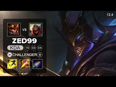 ZED99 Zed Jungle vs Jarvan IV - KR Challenger - Season 12 Patch 12.4