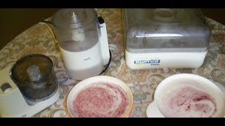 Yogurt maker-Biomat  TEFAL , Food chopper TCM, KRUPS. We make Strawberry Yogurt