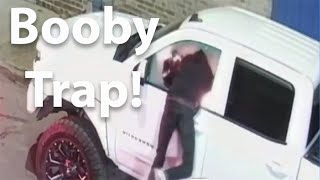 Caught on camera:  Booby trap scares off car burglar
